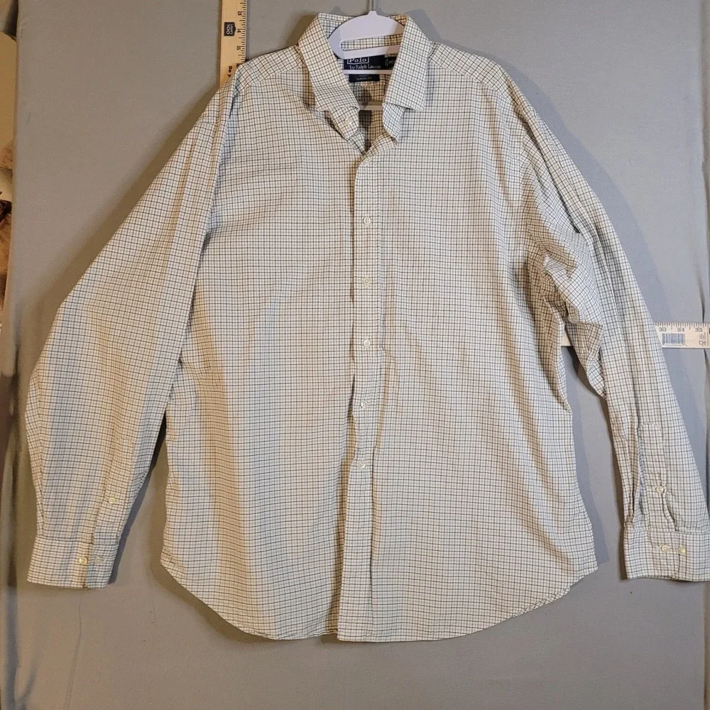 Polo Ralph Lauren Regent‎ Classic Fit Mens XXL Plaid Button Down Shirt Green Tan